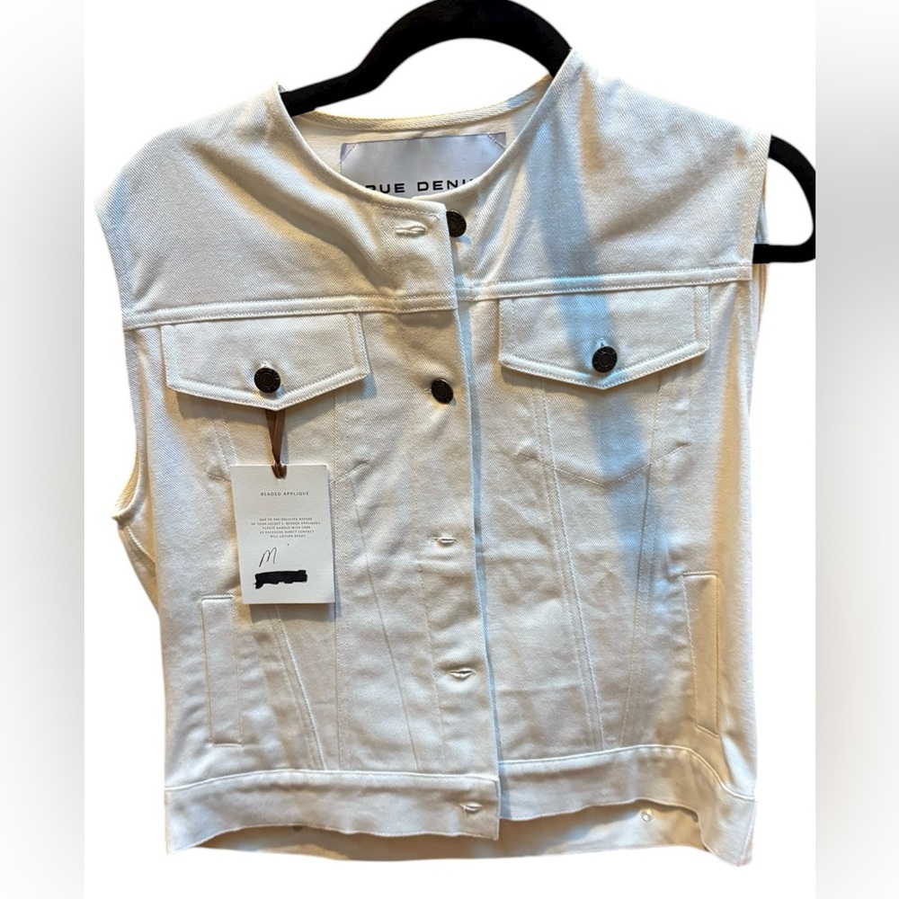 Rue De Seine Rhapsody Cream Embroidered Denim Vest. LIMITED EDITION. Size Medium - Picture 4 of 16